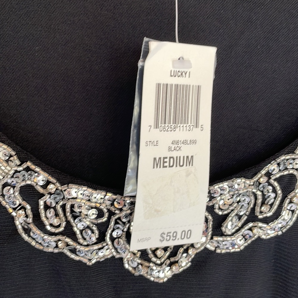I.N.C. Women's Blouse Sequines Black NWT Size Medium ( would fit a small). - Picture 3 of 8